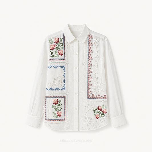 ELENA Embroidered Cotton Shirt