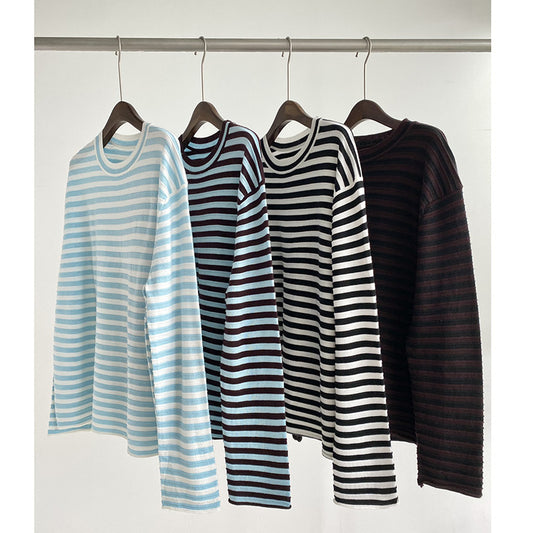 Striped Wool Long Sleeve Cardigan Sweater