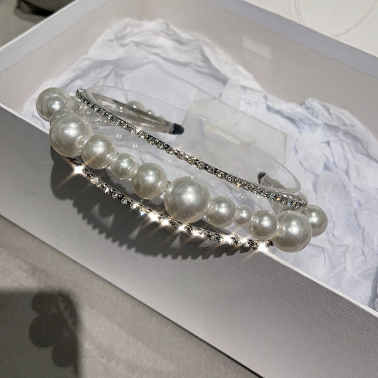 Pearl Headband Double Drainage Diamond Hair Accessory