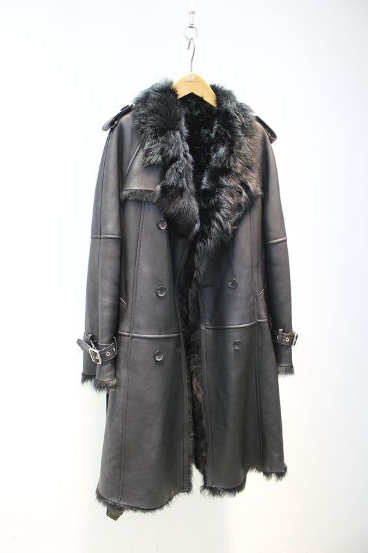 Imported Tuscan sheepskin all-in-one British style mid-length fur coat