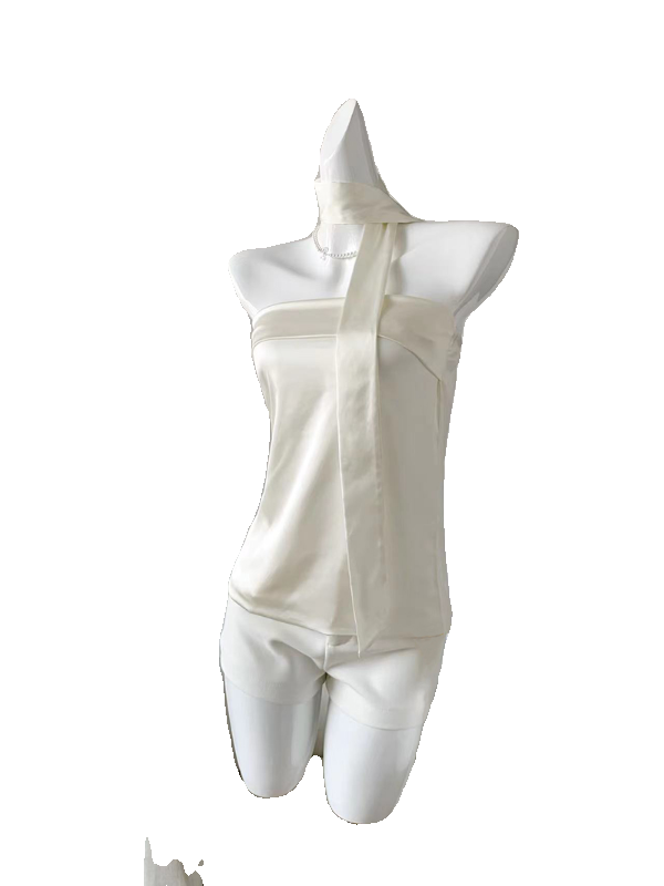 Strapless satin top with bra wrap