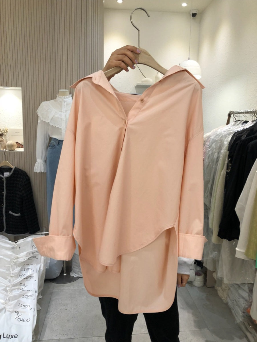 Solid color long sleeve shirt top