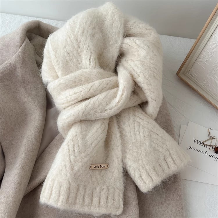 Wool blend knitted scarf