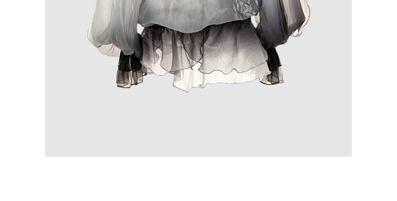 French gradient one-shoulder top with ladylike temperament
