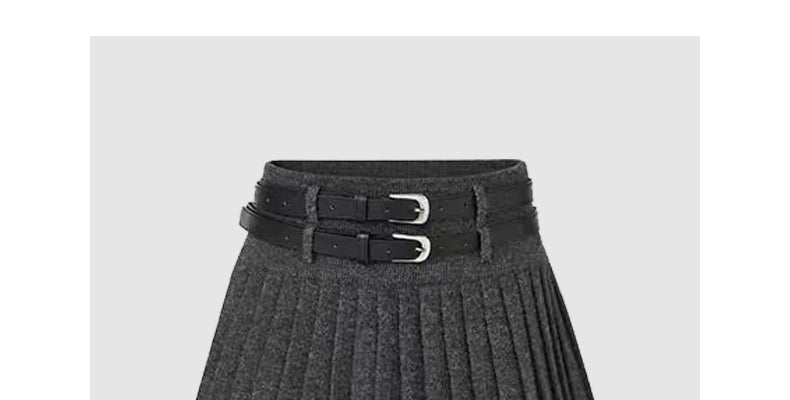 Grey knitted skirt two piece suit