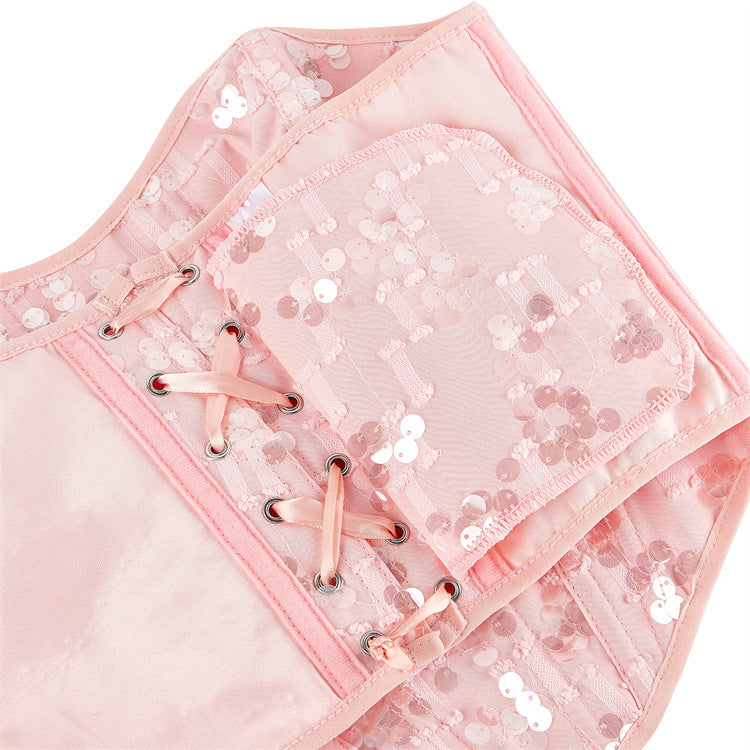 European and American niche sexy sequin fishbone slim suspender top
