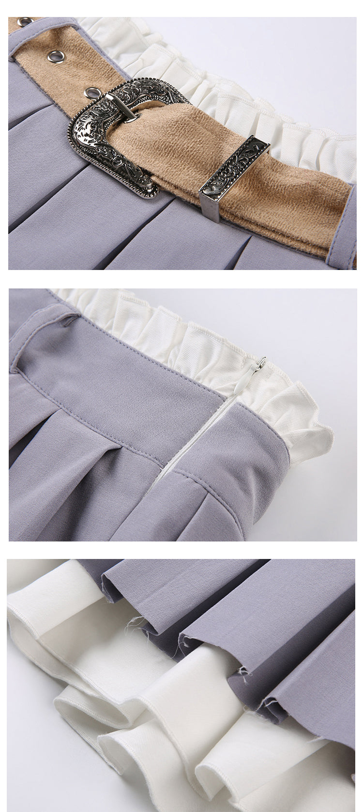 College workwear style tube top vest + double pleated skirt