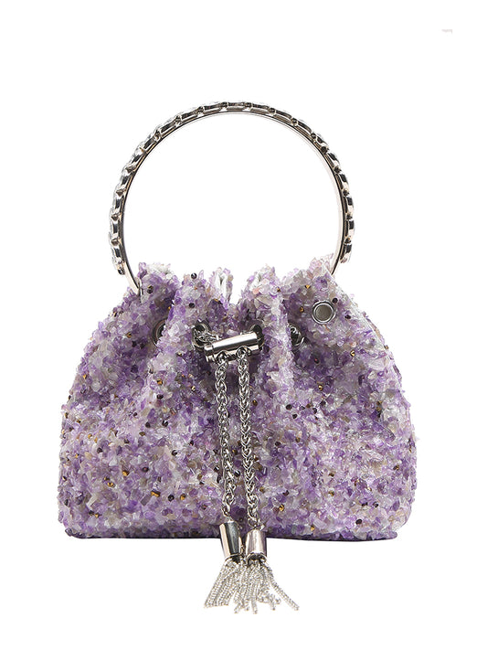 French glossy bucket bag women's chain handbag