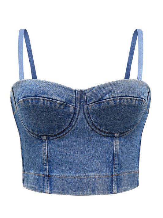 European and American short slim fit backless bottoming tube top