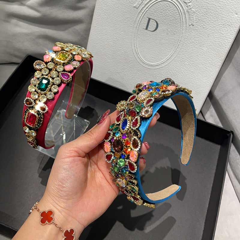 Headband with diamonds and colorful rhinestones