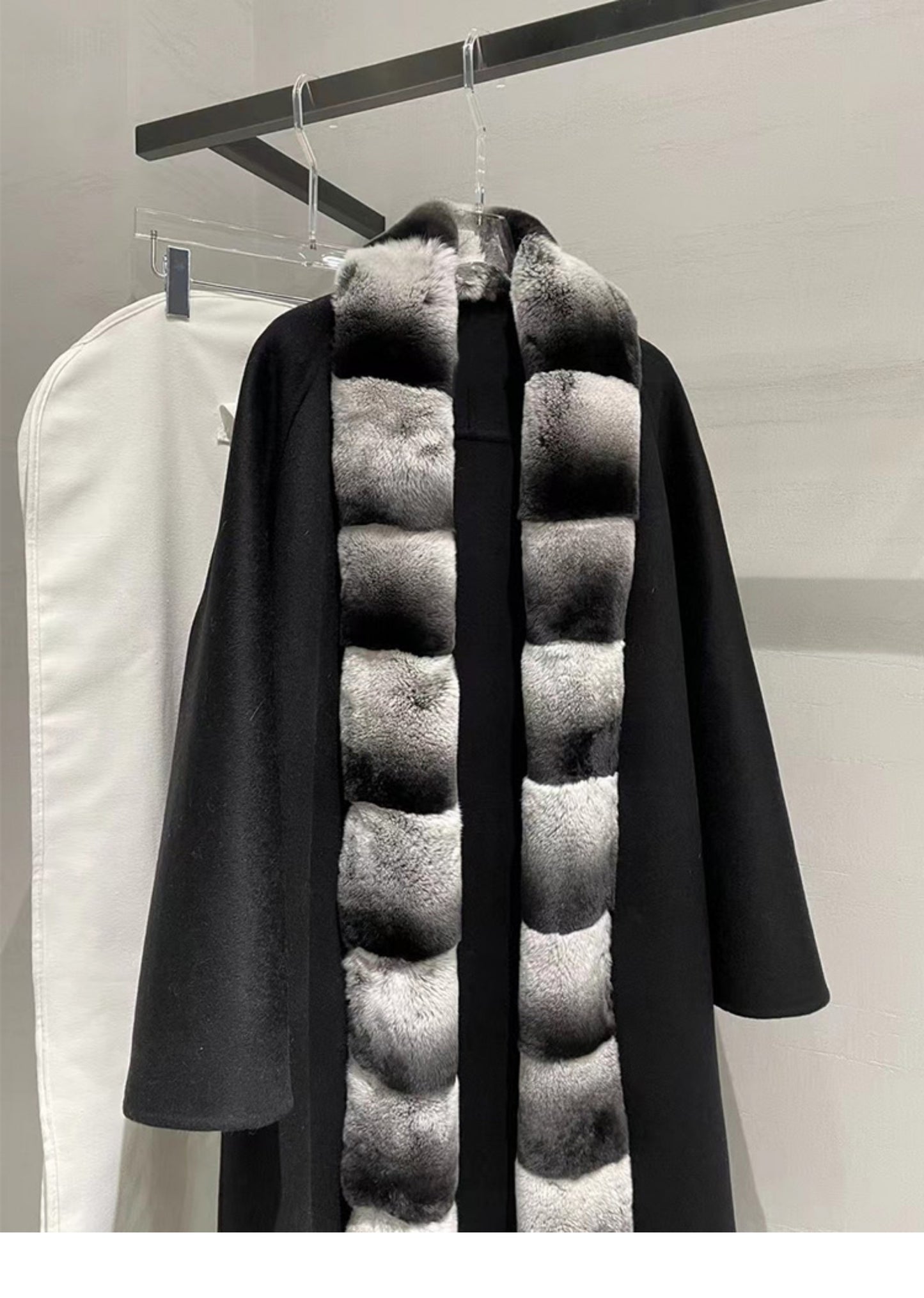 Rex rabbit fur placket wool fur coat