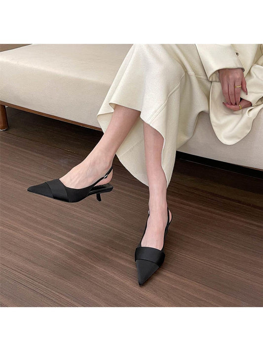 Silver pointed toe low heel pumps