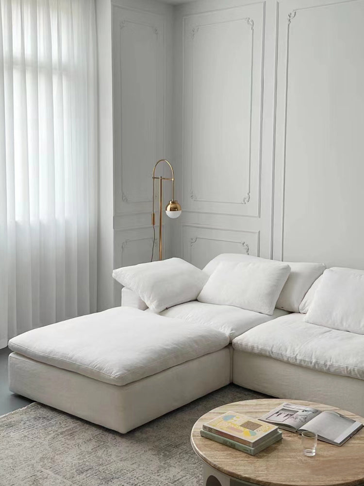 Cloud sofa cream style Italian living room down high-end villa linen cotton linen lazy fabric sofa