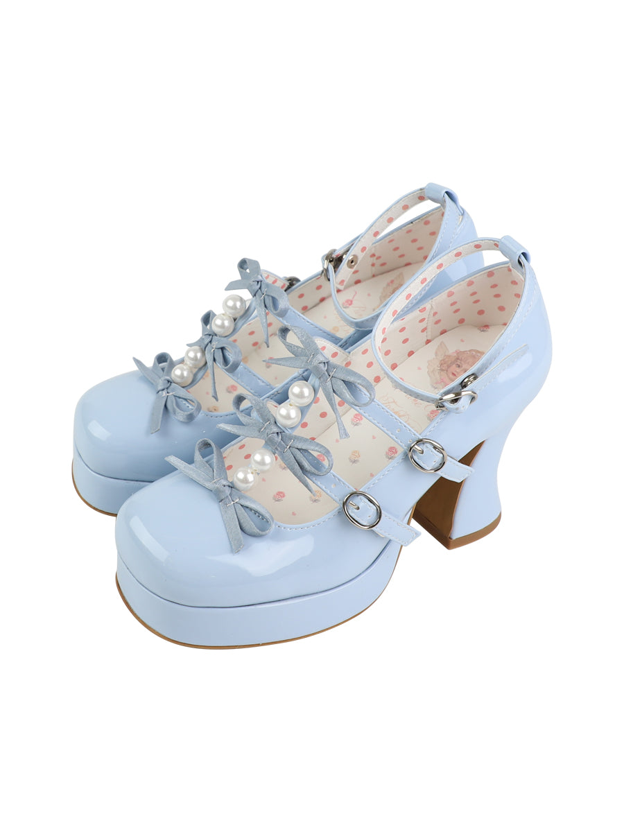 Sayo Otome | White tea into the dream original bow shaped heel women's shoes