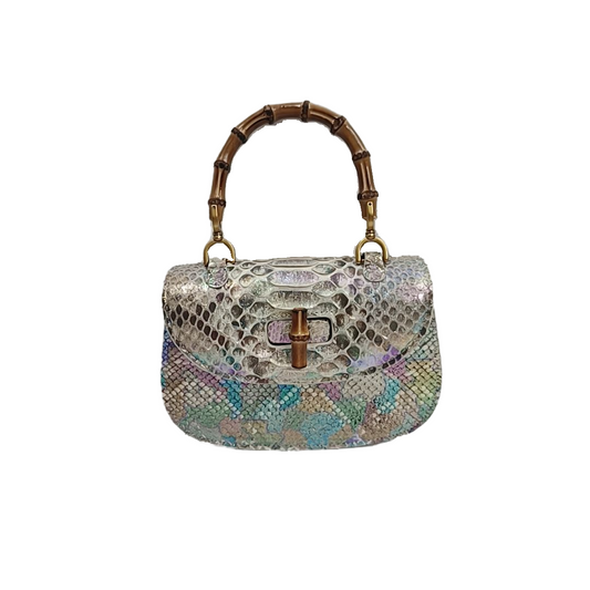 Luxurious genuine python skin bamboo bag 22cm fashionable women's bag