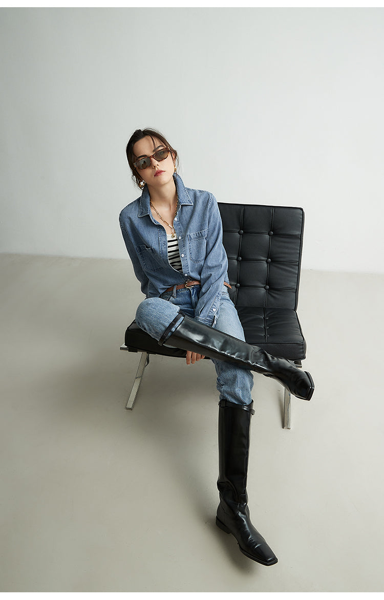 Lazy New Style "Nude" Soft Silo Slub Denim Shirt