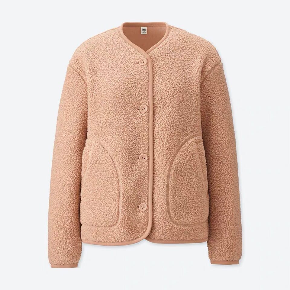 Grain fleece collarless jacket