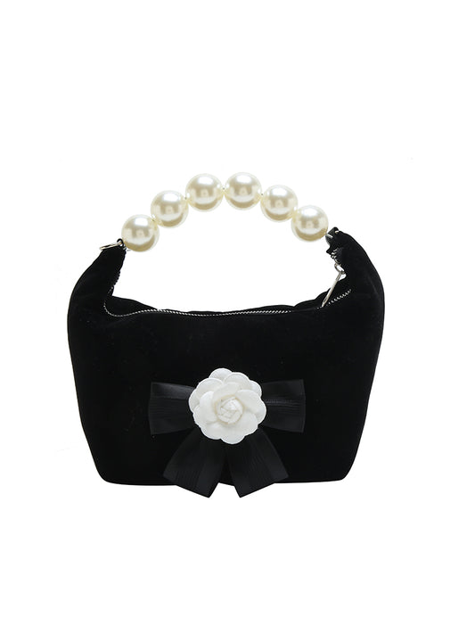 Vintage Velvet Flower Pearl Tote