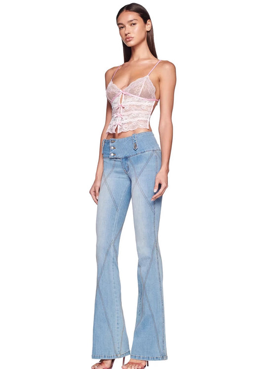 Lace bow backless strappy camisole