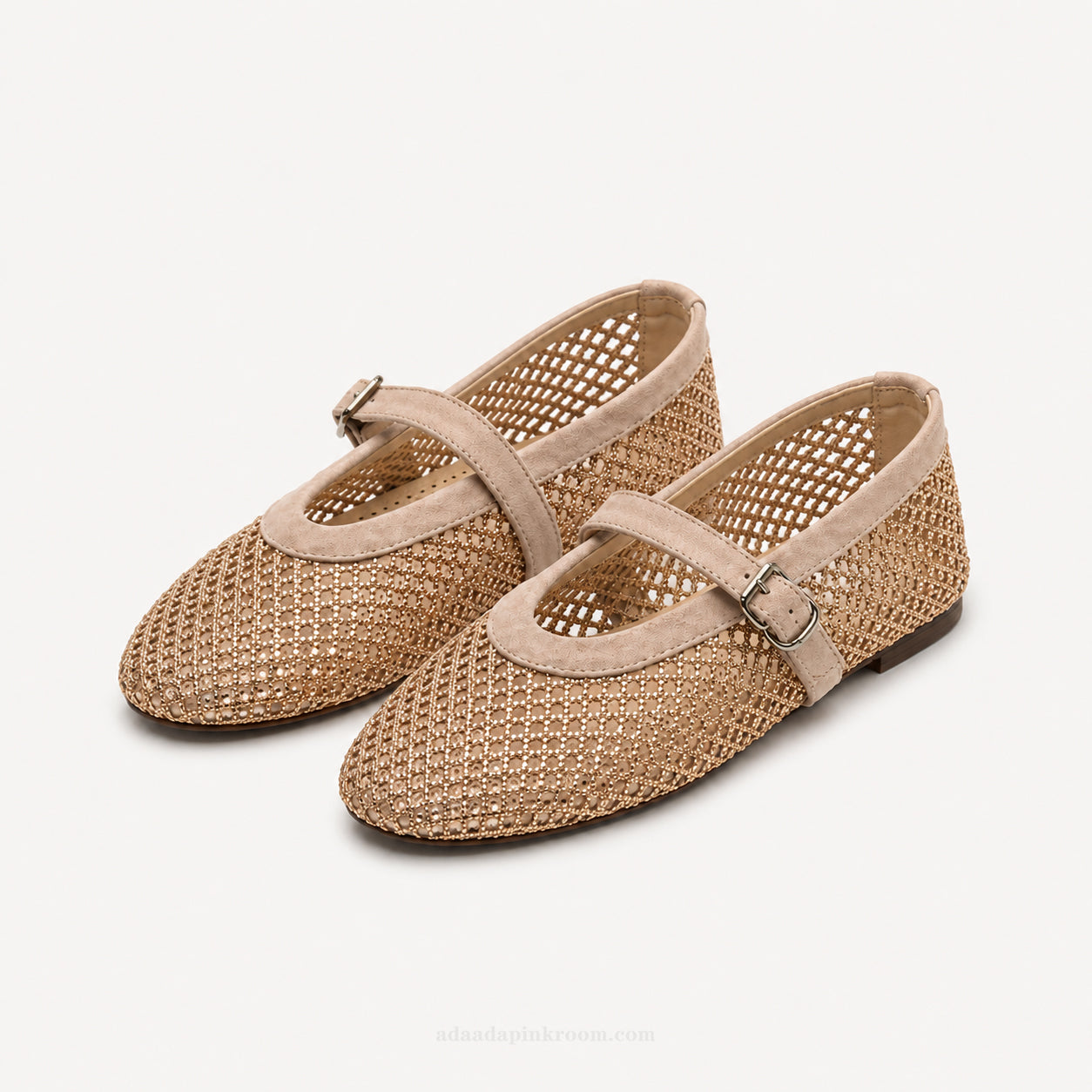 Light Gold Mesh Mary Jane Flats
