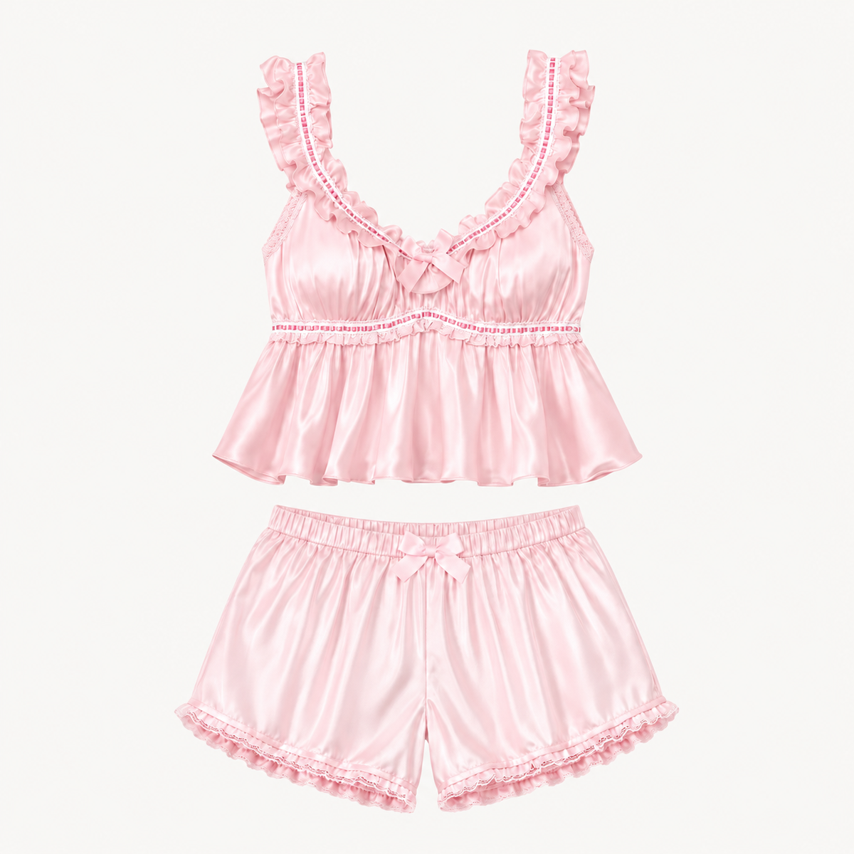 SATIN RUFFLE PAJAMA SET