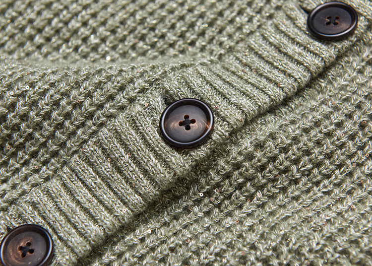 "Diamond Sequins" gold linen cashmere knitted cardigan/vest/suit