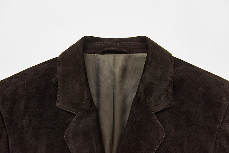 Matte shearling suede blazer/double skirt