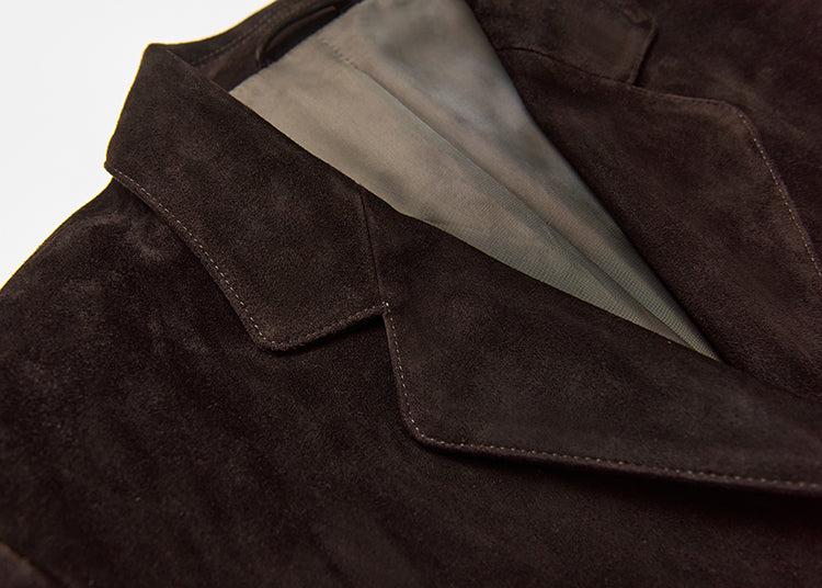 Matte shearling suede blazer/double skirt