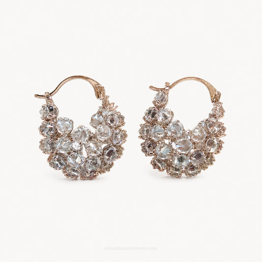 Crystal Cluster Hoop Earrings