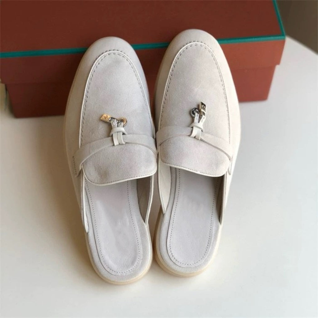 Genuine leather flat casual half-slipper loafers  3