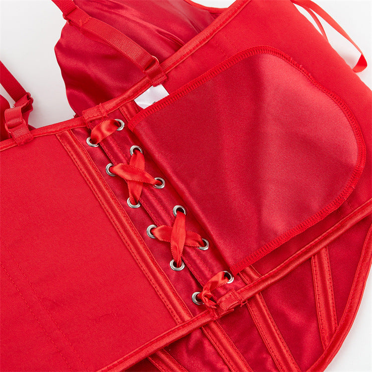 Red fishbone camisole European and American slim fit inner and outer top