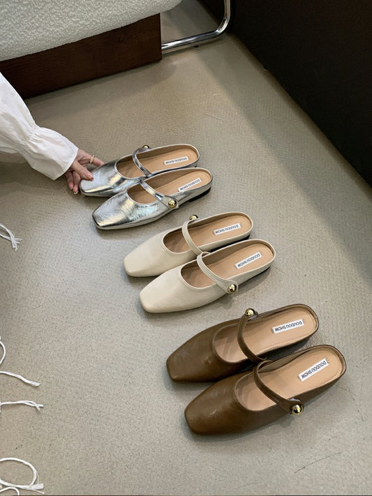 Sweet lazy fashionable toe half slippers