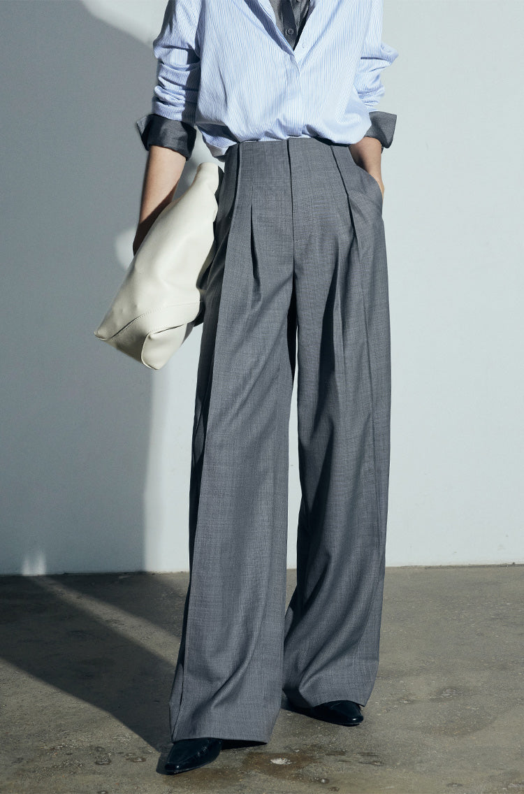Australian wool blend Wang' brand wide-leg trousers