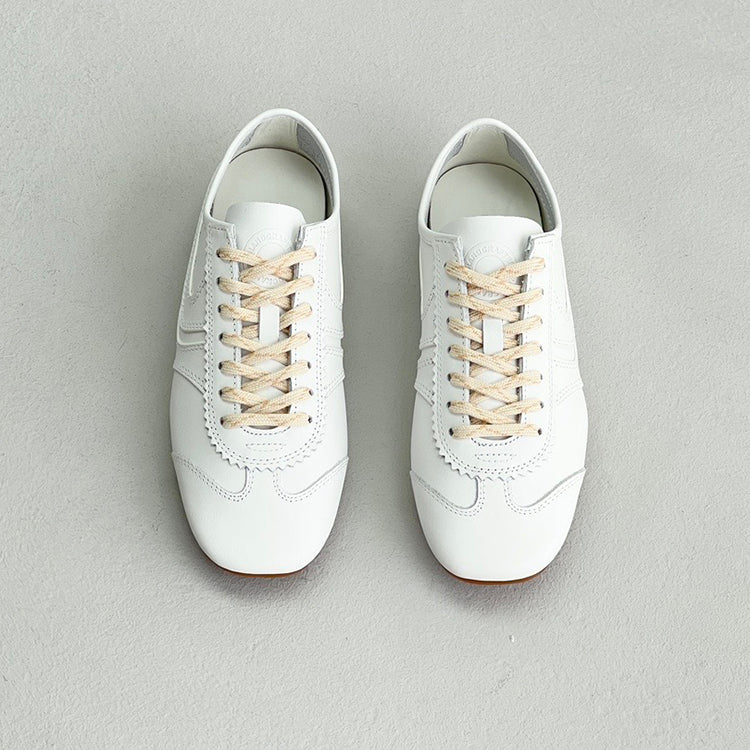 Suede stitching sports flat lace-up casual shoes