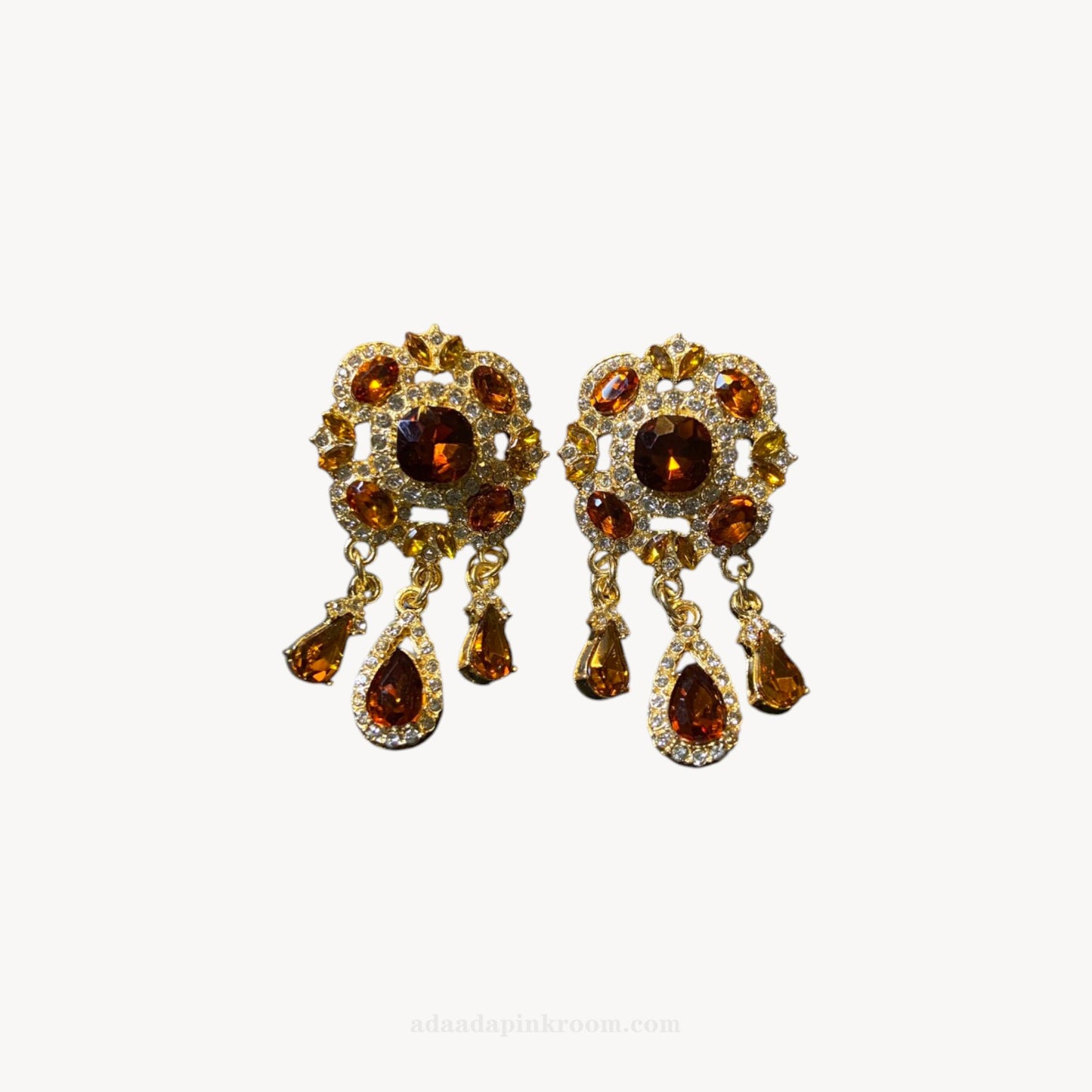 Amber Crystal Drop Earrings