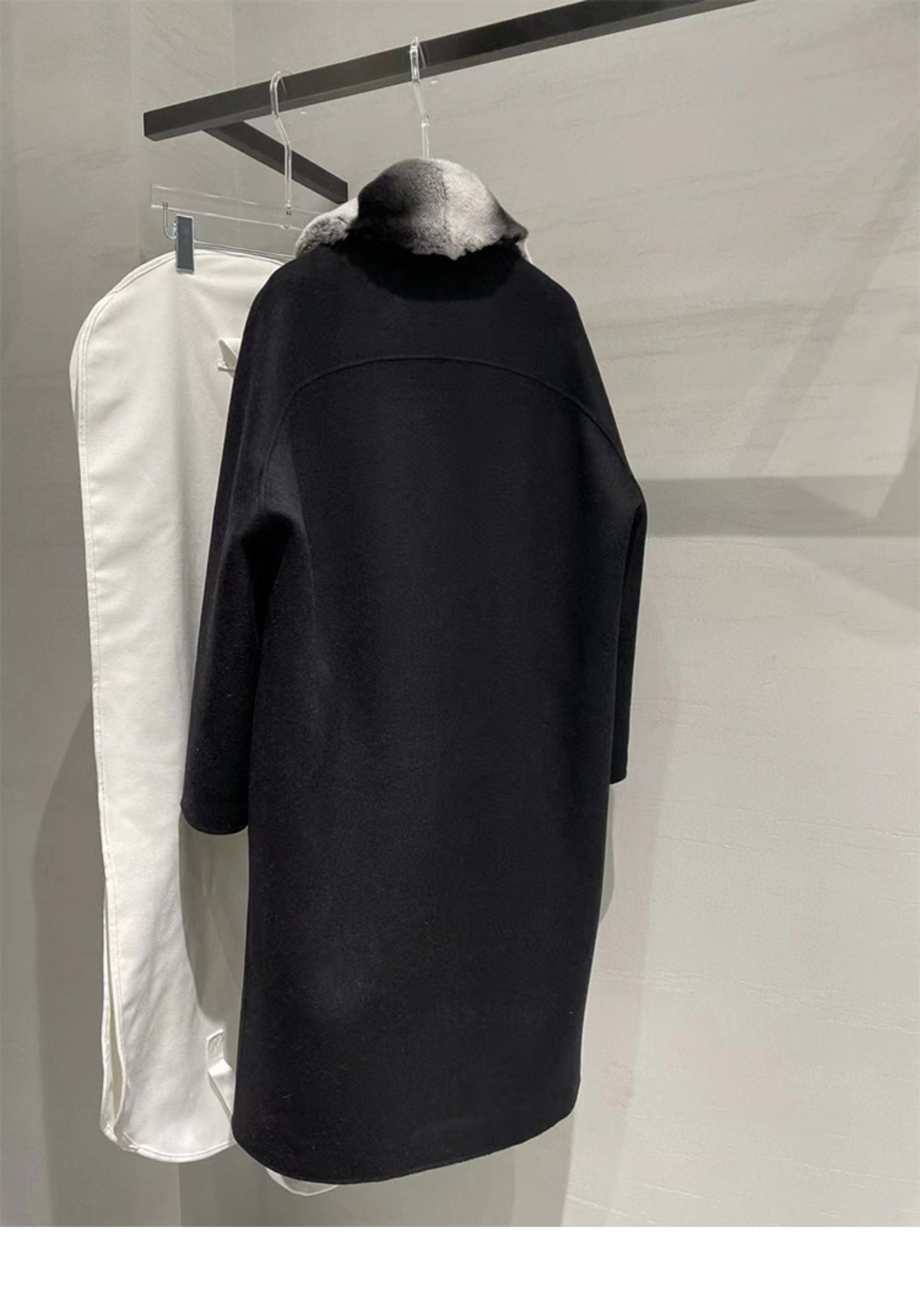 Rex rabbit fur placket wool fur coat