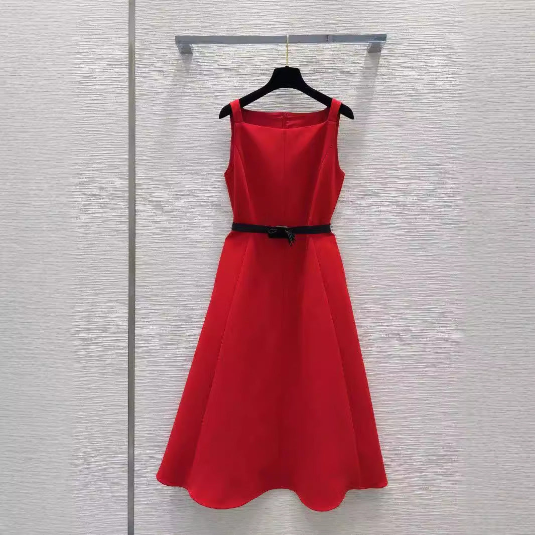 Bow Sleeveless Suspender Dress