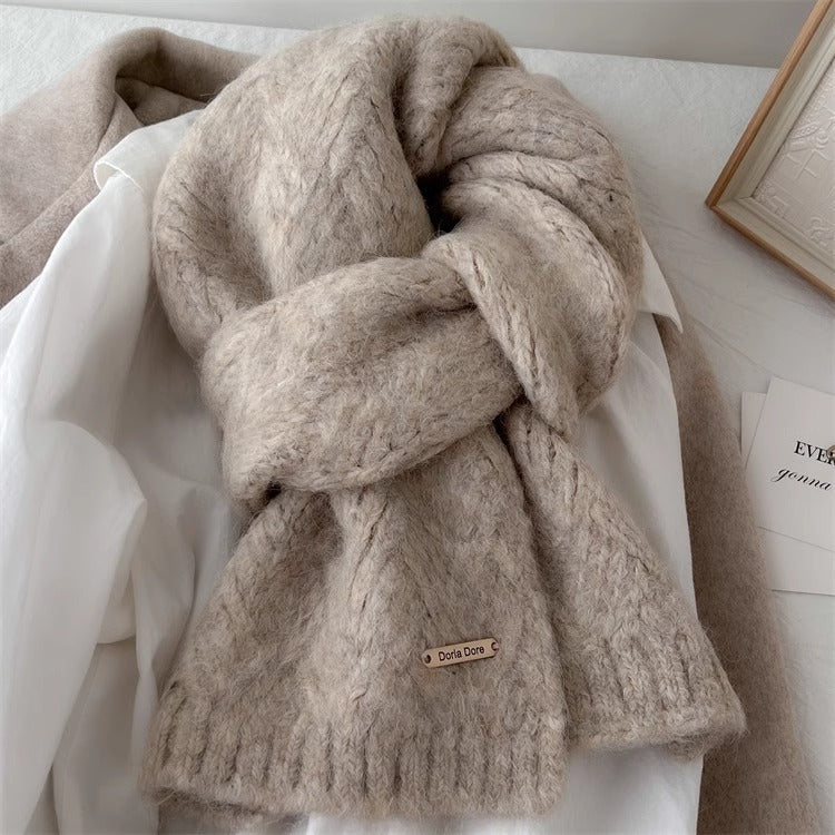 Wool blend knitted scarf