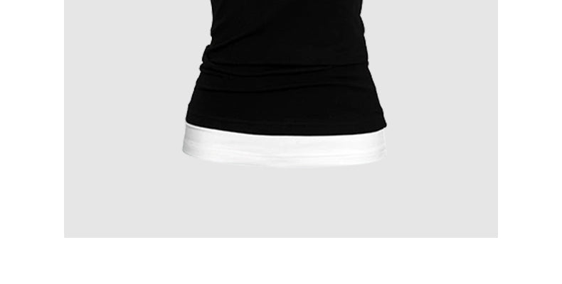 Gray fake two-piece short-sleeved patchwork contrasting T-shirt