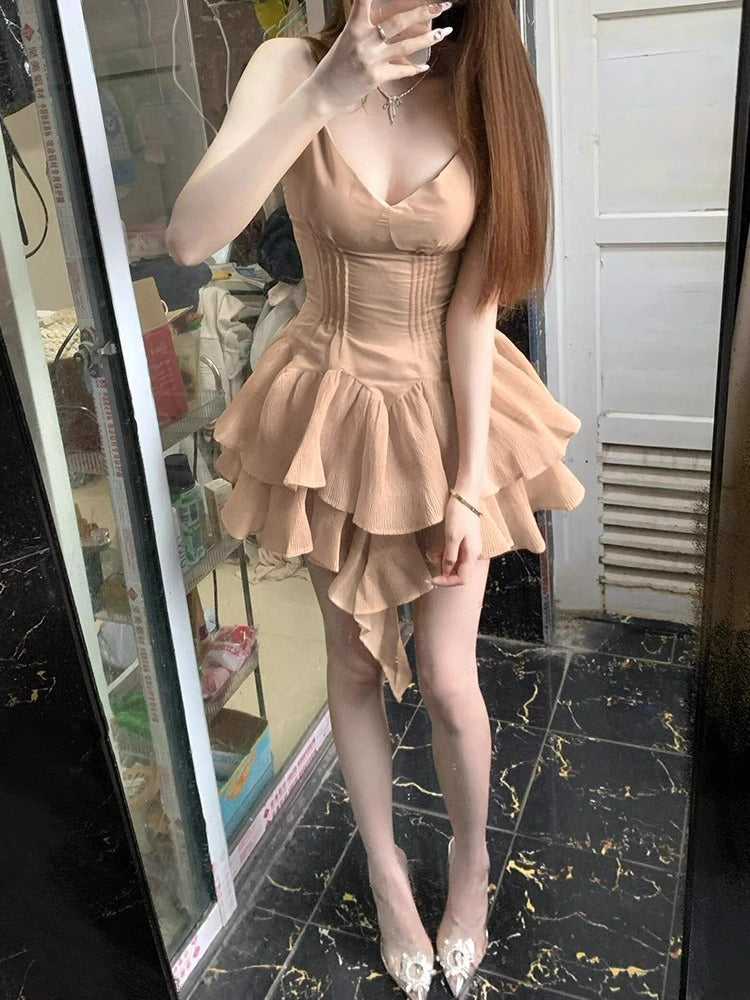 V-neck suspender dress