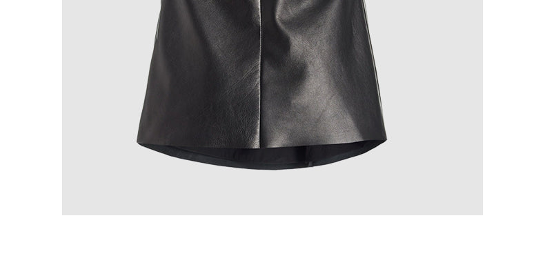 Black Leather One Shoulder Vest