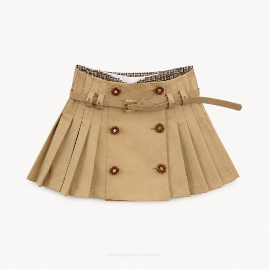 Pleated Mini Skirt With Belt
