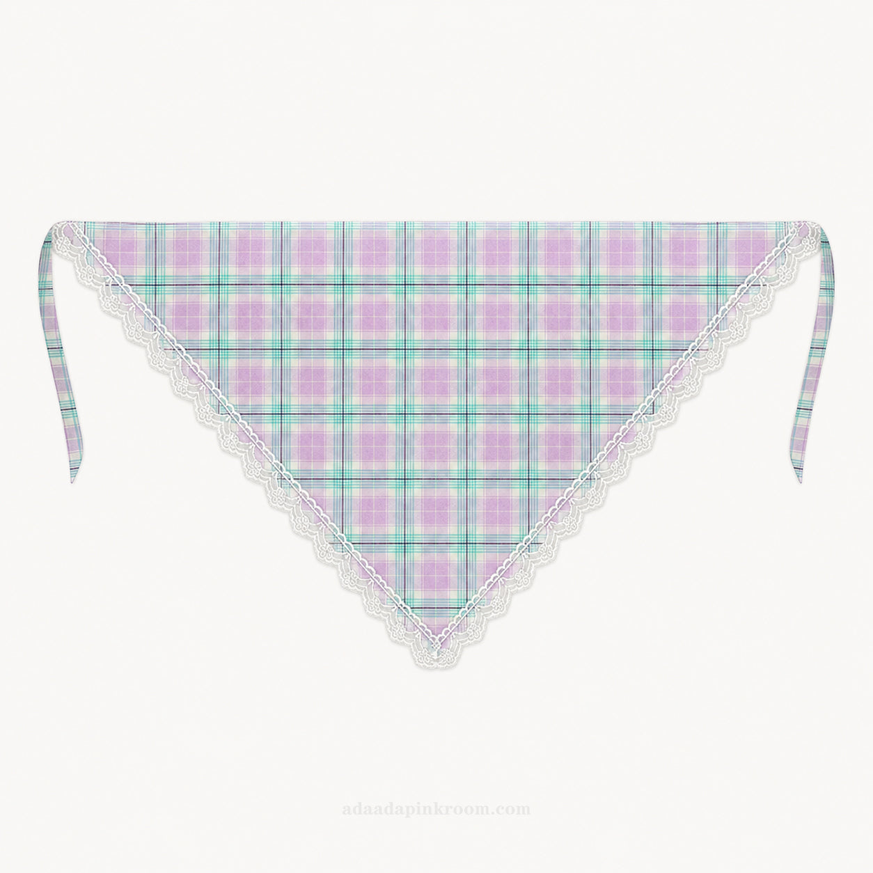 PLAID LACE TRIM HEADSCARF