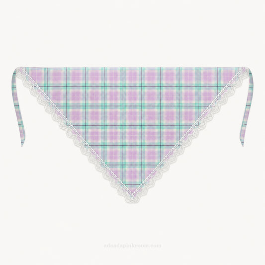 PLAID LACE TRIM HEADSCARF