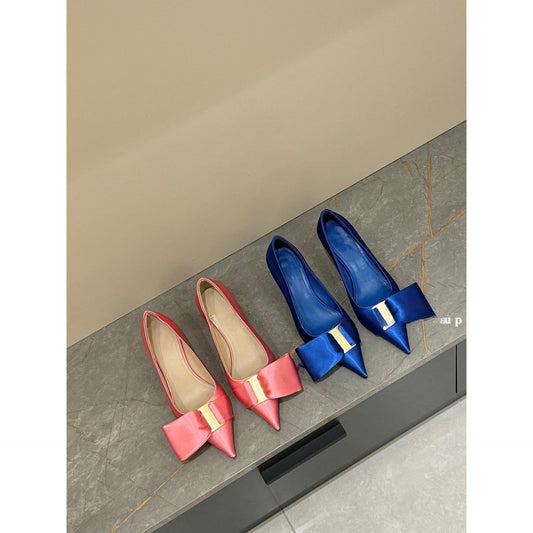 Big bow pointed toe high heels