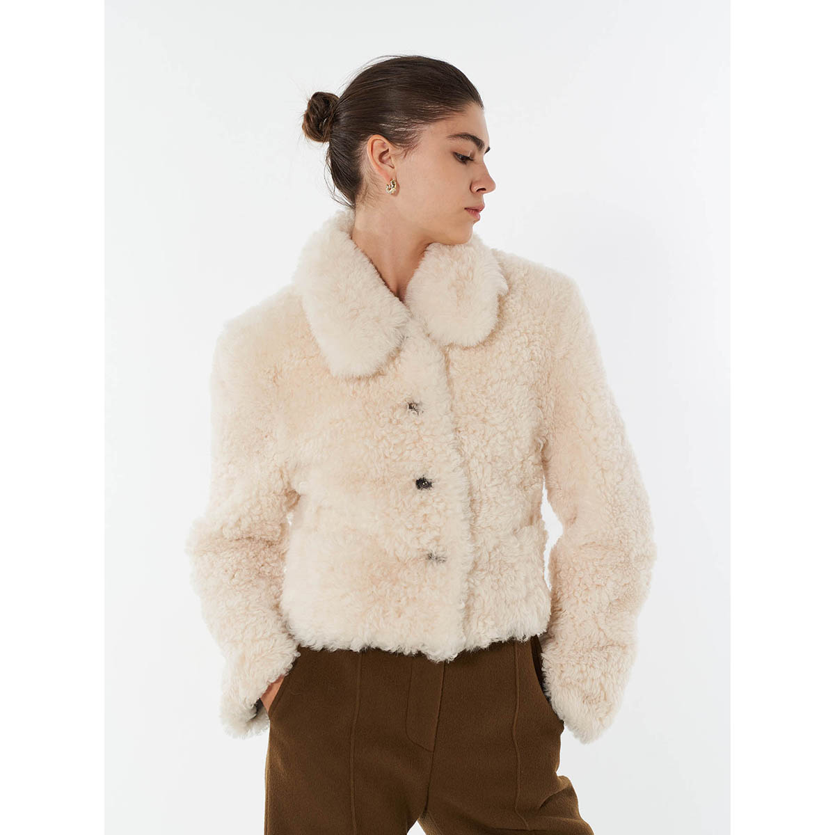Lcelandic imported sheepskin all-in-one French style short fur coat