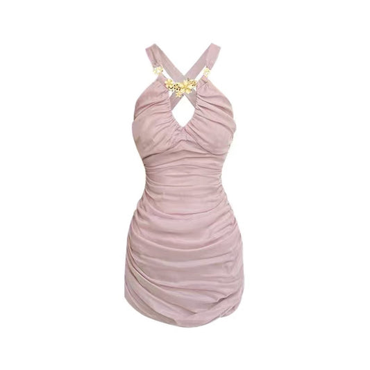 Pleated mesh dress