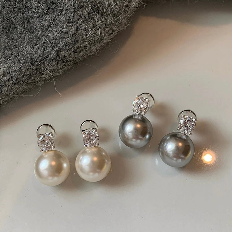 Princess Dai's same style pearl earrings for women 925 sterling silver French retro earrings