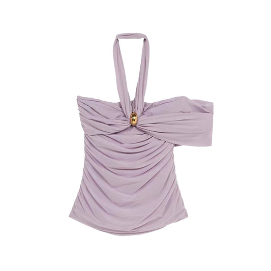 French halterneck short pleated design