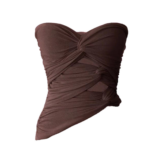 Asymmetrical tube top vest with hot girl style